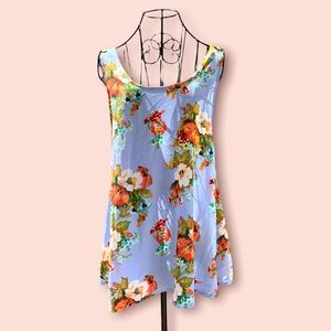 Floral boho flowy cross back tank tunic size large